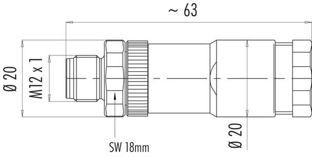 Binder 99-0429-287-04 M12-A Male cable duo connector, Contacts: 4, 2 x 2: 1.0-3.0 mm / Ø 4.0-5.0 mm, unshielded, screw clamp, IP67, UL