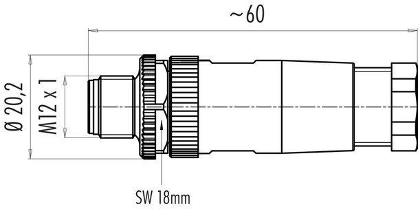 Binder 99-0537-14-05 M12-A Male cable connector, Contacts: 5, 4.0-6.0 mm, unshielded, wire clamp, IP67