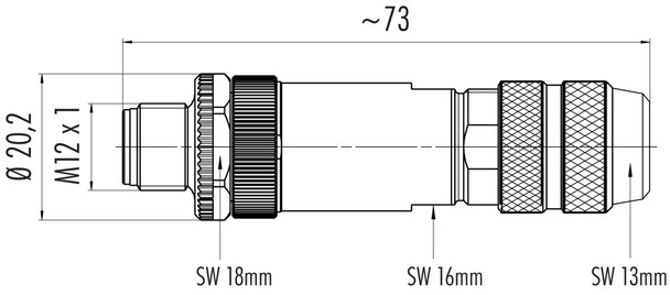 Binder 99-1433-814-04 M12-A Male cable connector, Contacts: 4, 5.0-8.0 mm, shieldable, crimping (Crimp contacts must be ordered separately), IP67, UL