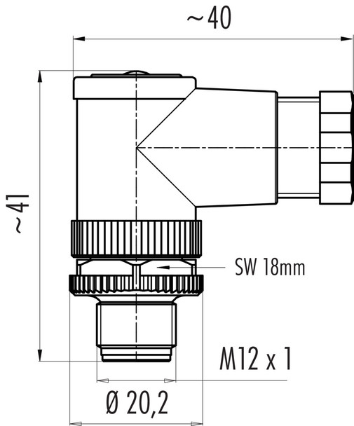 Binder 99-0537-52-05 M12-A Male angled connector, Contacts: 5, 6.0-8.0 mm, unshielded, wire clamp, IP67