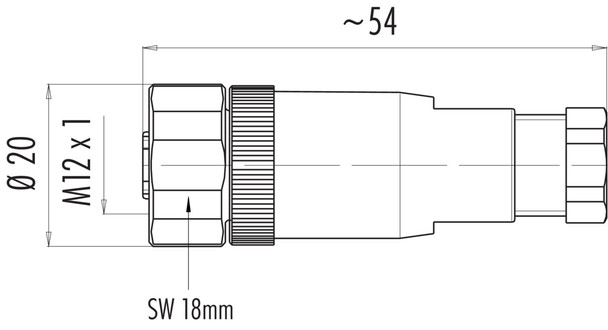 Binder 99-0430-82-04 M12-A Female cable connector, Contacts: 4, 4.0-6.0 mm, unshielded, screw clamp, IP67, UL