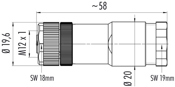 Binder 99-0430-142-04 M12-A Female cable duo connector, Contacts: 4, 2 x 2: 1.0-3.0 mm / Ø 4.0-5.0 mm, unshielded, screw clamp, IP67, UL