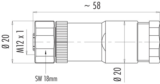 Binder 99-0430-287-04 M12-A Female cable duo connector, Contacts: 4, 2 x 2: 1.0-3.0 mm / Ø 4.0-5.0 mm, unshielded, screw clamp, IP67, UL