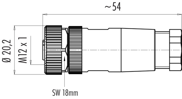 Binder 99-0524-12-04 M12-A Female cable connector, Contacts: 4, 6.0-8.0 mm, unshielded, wire clamp, IP67