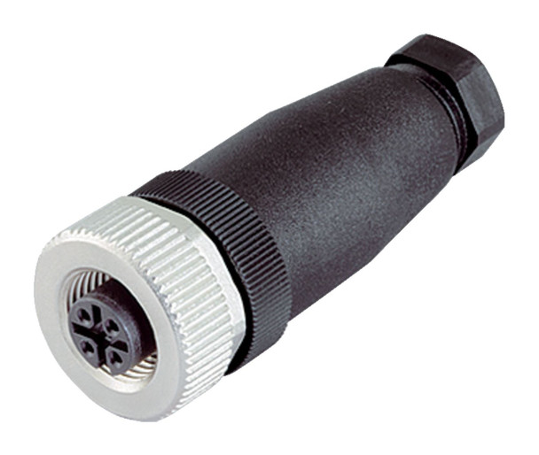 Binder 99-0530-12-04 M12-A Female cable connector, Contacts: 4, 6.0-8.0 mm, unshielded, crimping (Crimp contacts must be ordered separately), IP67, UL | American Cable Assemblies