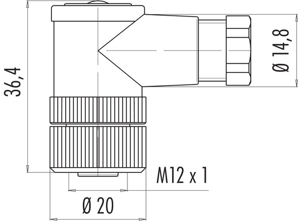 Binder 99-0430-20-04 M12-A Female angled connector, Contacts: 4, 4.0-6.0 mm, unshielded, screw clamp, IP67, UL