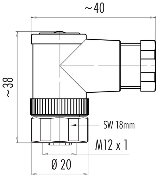 Binder 99-0436-292-05 M12-A Female angled connector, Contacts: 5, 6.0-8.0 mm, unshielded, screw clamp, IP67, UL