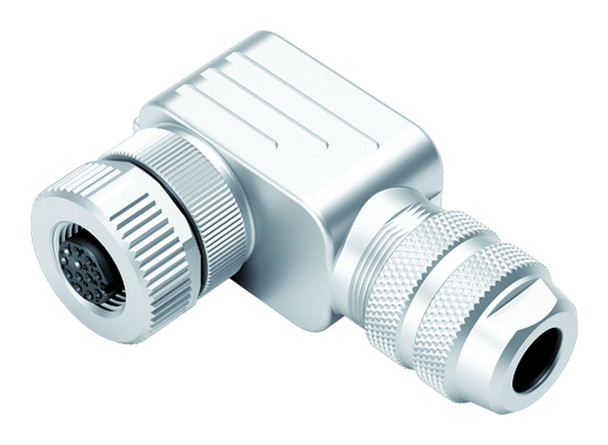 Binder 99-1492-822-12 M12-A Female angled connector, Contacts: 12, 6.0-8.0 mm, shieldable, solder, IP67, UL | American Cable Assemblies