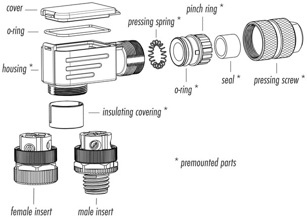 Binder 99-1432-824-04 M12-A Female angled connector, Contacts: 4, 5.0-8.0 mm, shieldable, screw clamp, IP67, UL