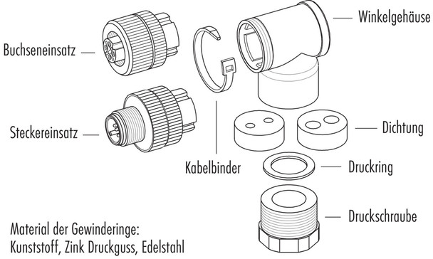 Binder 99-0430-286-04 M12-A Male duo connector - female angled connector, Contacts: 4, 2 x 2: 1.0-3.0 mm / Ø 4.0-5.0 mm, unshielded, screw clamp, IP67
