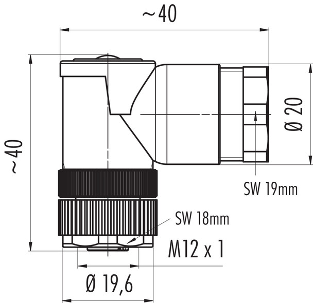 Binder 99-0430-162-04 M12-A Male duo connector - female angled connector, Contacts: 4, 2 x 2: 1.0-3.0 mm / Ø 4.0-5.0 mm, unshielded, screw clamp, IP67