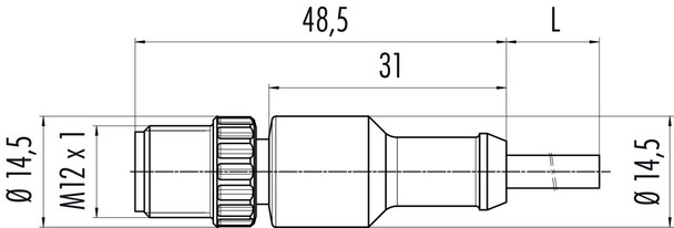 Binder 77-3419-0000-50005-0200 M12-A Male cable connector, Contacts: 5, unshielded, moulded on the cable, IP68, UL, PUR, black, 5 x 0.34 mm², 2 m