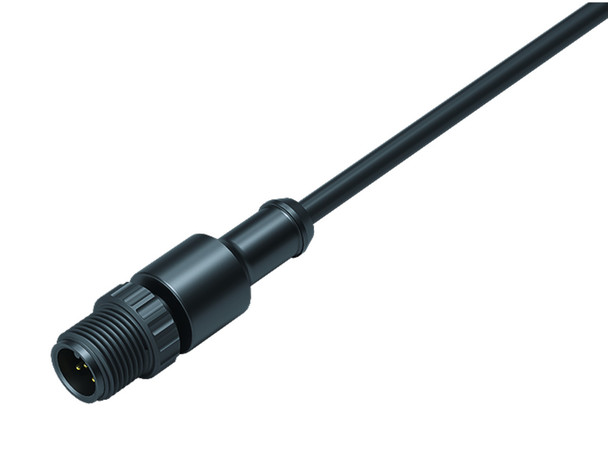 Binder 77-3419-0000-50708-0500 M12-A Male cable connector, Contacts: 8, unshielded, moulded on the cable, IP68, UL, PUR, black, 8 x 0.25 mm², 5 m | American Cable Assemblies