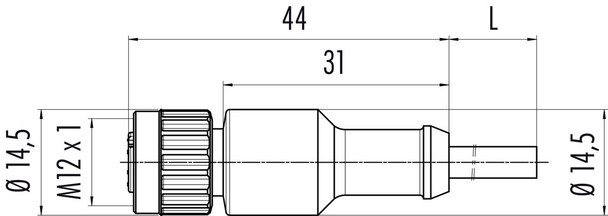 Binder 77-3420-0000-50708-0500 M12-A Female cable connector, Contacts: 8, unshielded, moulded on the cable, IP68, UL, PUR, black, 8 x 0.25 mm², 5 m