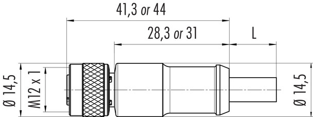 Binder 77-3530-0000-50703-0500 M12-A Female cable connector, Contacts: 3, shielded, moulded on the cable, IP67, UL, PUR, black, 3 x 0.34 mm², 5 m