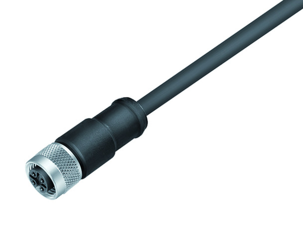 Binder 77-3530-0000-50703-1000 M12-A Female cable connector, Contacts: 3, shielded, moulded on the cable, IP67, UL, PUR, black, 3 x 0.34 mm², 10 m | American Cable Assemblies