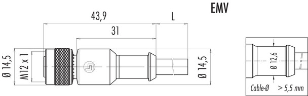 Binder 77-3530-0000-20708-0200 M12-A Female cable connector, Contacts: 8, shielded, moulded on the cable, IP67, UL, PVC, grey, 8 x 0.25 mm², 2 m