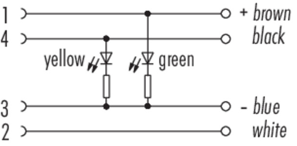 Binder 77-3630-0000-50004-0200 M12-A Female cable connector, Contacts: 4, unshielded, moulded on the cable, IP69K, UL, PUR, black, 4 x 0.34 mm², with LED PNP closer, 2 m