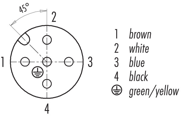 Binder 77-3434-0000-80005-0200 M12-A Female angled connector, Contacts: 5, unshielded, moulded on the cable, IP68, UL, PUR, orange, 5 x 0.34 mm², for welding applications, 2 m