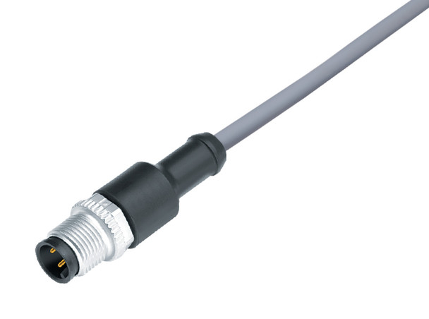 Binder 77-3429-0000-20708-0500 M12-A Male cable connector, Contacts: 8, unshielded, moulded on the cable, IP68, UL, PVC, grey, 8 x 0.25 mm², 5 m | American Cable Assemblies