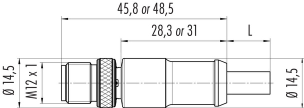 Binder 77-3529-0000-50703-0500 M12-A Male cable connector, Contacts: 3, shielded, moulded on the cable, IP67, UL, PUR, black, 3 x 0.34 mm², 5 m