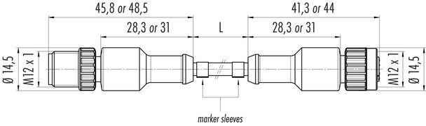 Binder 77-3420-3419-50712-0500 M12-A Connecting cable male cable connector - female cable connector, Contacts: 12, unshielded, moulded on the cable, IP68, UL, PUR, black, 12 x 0.25 mm², 5 m