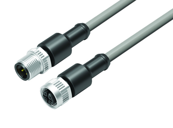 Binder 77-3430-3429-20004-0100 M12-A Connecting cable male cable connector - female cable connector, Contacts: 4, unshielded, moulded on the cable, IP68, UL, PVC, grey, 4 x 0.34 mm², 1 m | American Cable Assemblies
