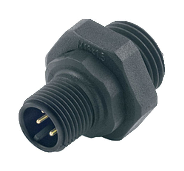 Binder 09-0439-397-04 M12-A Male panel mount connector, Contacts: 4, unshielded, solder, IP67, M20x1,5 | American Cable Assemblies