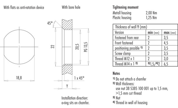 Binder 76-0331-0111-00005-0200 M12-A Male panel mount connector, Contacts: 5, unshielded, single wires, IP68, UL, PG 13,5