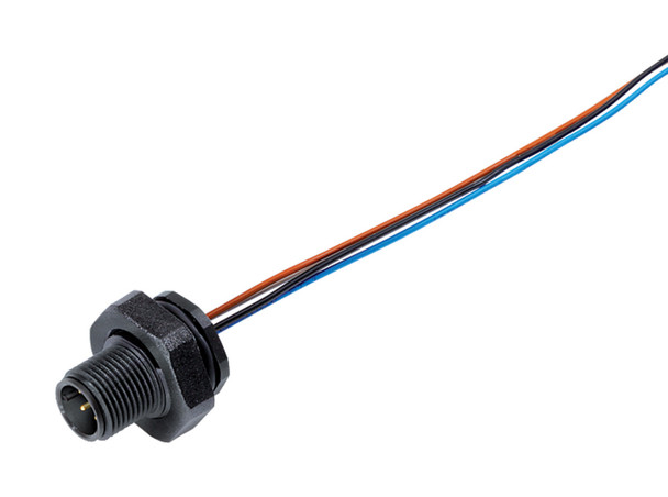 Binder 76-4731-3111-00012-0200 M12-A Male panel mount connector, Contacts: 12, unshielded, single wires, IP67, UL, M16x1,5, front fastened | American Cable Assemblies