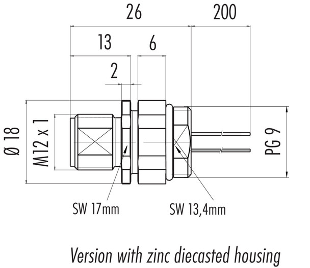 Binder 76-0731-0011-00005-0200 M12-A Male panel mount connector, Contacts: 5, unshielded, single wires, IP68, UL, PG 9