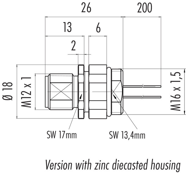 Binder 76-0831-0111-00012-0200 M12-A Male panel mount connector, Contacts: 12, unshielded, single wires, IP68, UL, M16x1,5