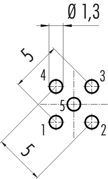 Binder 86-2531-1100-00005 M12-A Male panel mount connector, Contacts: 5, unshielded, THT, IP68, UL, PG 9, front fastened