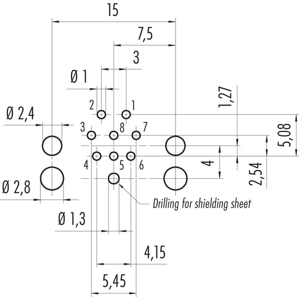 Binder 99-3481-601-08 M12-A Male angled panel mount connector, Contacts: 8, shieldable, THR, IP68, UL, for PCB assembly