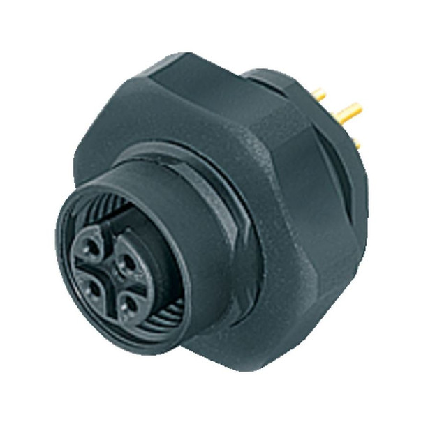 Binder 86-4832-3000-00008 M12-A Female panel mount connector, Contacts: 8, unshielded, THT, IP67, UL, PG 9, front fastened | American Cable Assemblies