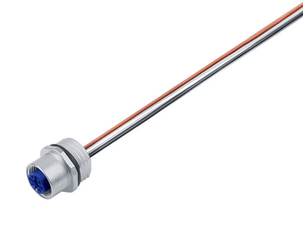 Binder 76-0232-0011-00604-0200 M12-A Female panel mount connector, Contacts: 4, unshielded, single wires, IP68, UL, M16x1,5 | American Cable Assemblies