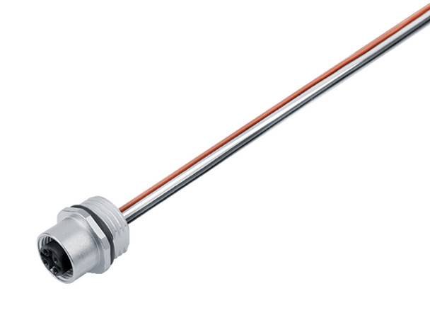 Binder 76-0232-0011-00005-0200 M12-A Female panel mount connector, Contacts: 5, unshielded, single wires, IP68, UL, M16x1,5 | American Cable Assemblies