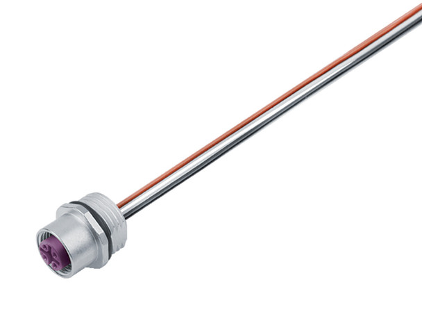 Binder 76-0232-0011-00105-0200 M12-A Female panel mount connector, Contacts: 5, unshielded, single wires, IP68, UL, M16x1,5 | American Cable Assemblies