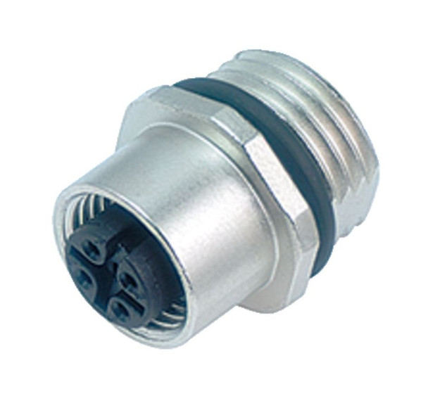 Binder 86-0132-0002-00005 M12-A Female panel mount connector, Contacts: 5, unshielded, solder, IP68, UL, PG 9 | American Cable Assemblies