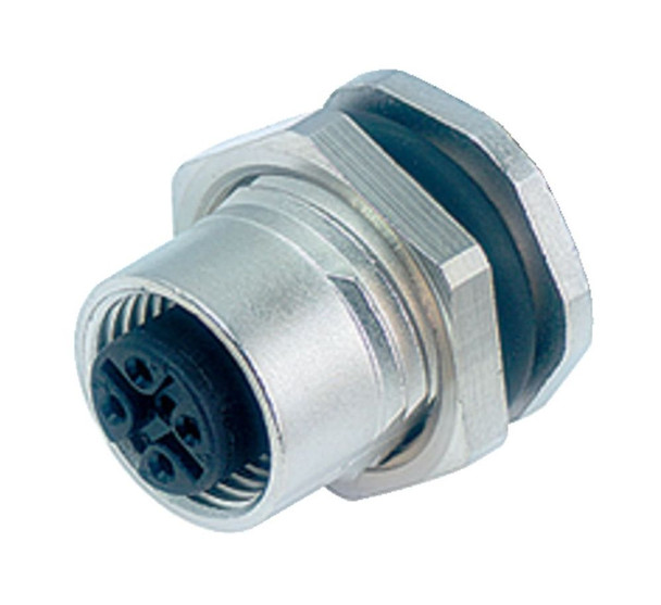 Binder 86-0532-1002-00005 M12-A Female panel mount connector, Contacts: 5, unshielded, solder, IP68, UL, PG 9, front fastened | American Cable Assemblies