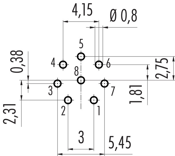 Binder 86-0532-1000-00008 M12-A Female panel mount connector, Contacts: 8, unshielded, THT, IP68, UL, PG 9, front fastened
