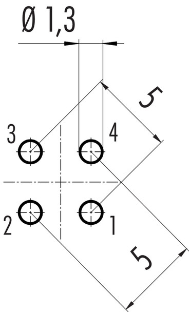 Binder 09-3432-92-04 M12-A Female panel mount connector, Contacts: 4, unshielded, THT, IP68, PG 9, front fastened