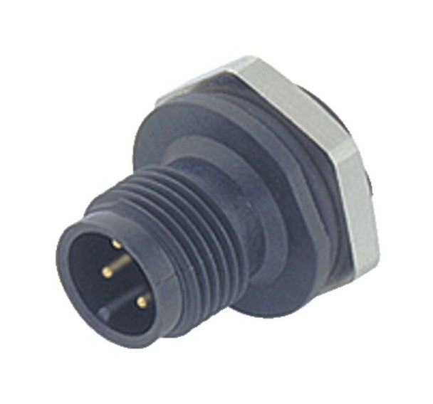 Binder 86-4331-1002-00004 M12-A Male panel mount connector, Contacts: 4, unshielded, solder, IP67, UL, M16x1,5 | American Cable Assemblies