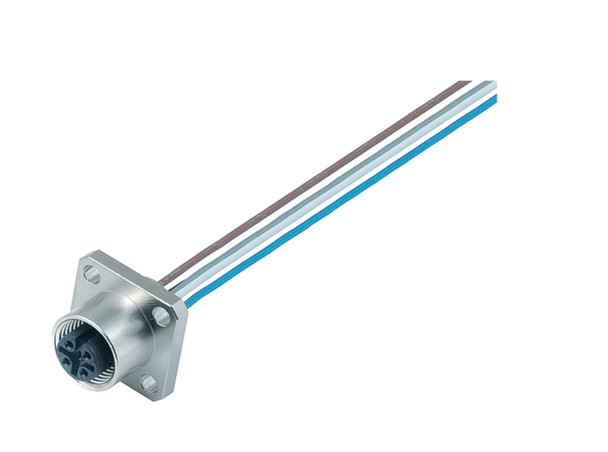 Binder 76-0932-0111-00008-0200 M12-A Square female panel mount connector, Contacts: 8, unshielded, single wires, IP40, UL, Vierkant | American Cable Assemblies