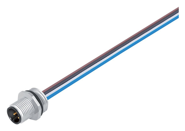 Binder 09-3431-433-04 M12-A Male panel mount connector, Contacts: 4, unshielded, single wires, IP67, UL, VDE, PG 9, for the power supply | American Cable Assemblies