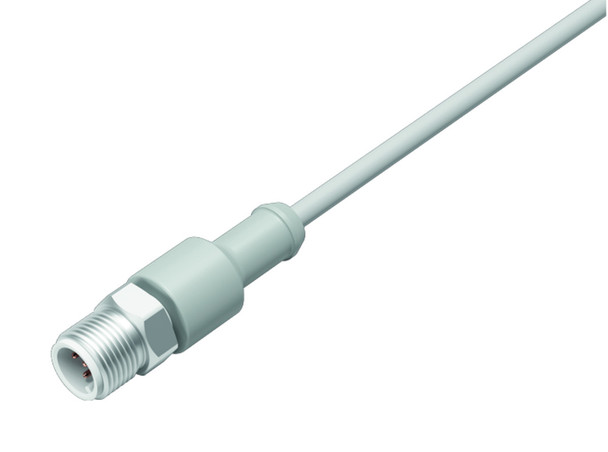 Binder 77-3729-0000-20404-1000 M12-A Male cable connector, Contacts: 4, unshielded, moulded on the cable, IP69K, UL, Ecolab, PVC, grey, 4 x 0.34 mm², stainless steel, 10 m | American Cable Assemblies
