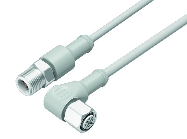 Binder 77-3734-3729-40908-0200 M12-A Connecting cable for food and beverage industry, Contacts: 8, unshielded, moulded on the cable, IP69K, Ecolab, FDA compliant, Special TPE, grey, 8 x 0.25 mm², stainless steel, 2 m | American Cable Assemblies