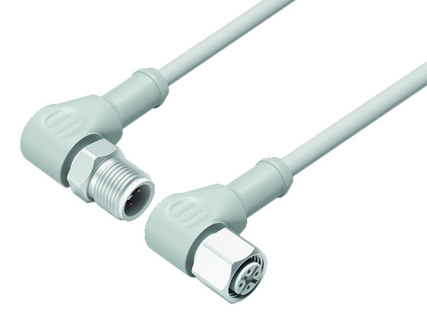 Binder 77-3734-3727-20403-0500 M12-A Connecting cable for food and beverage industry, Contacts: 3, unshielded, moulded on the cable, IP69K, UL, Ecolab, PVC, grey, 3 x 0.34 mm², stainless steel, 5 m | American Cable Assemblies