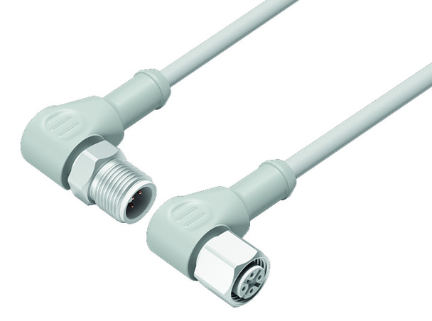 Binder 77-3734-3727-40404-0500 M12-A Connecting cable for food and beverage industry, Contacts: 4, unshielded, moulded on the cable, IP69K, Ecolab, FDA compliant, Special TPE, grey, 4 x 0.34 mm², stainless steel, 5 m | American Cable Assemblies