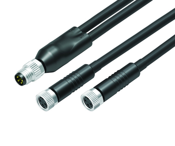 Binder 77-9805-3406-50003-0030 Connecting Cables Connecting cable, Contacts: 4/3, unshielded, moulded on the cable, IP67, PUR, black, 3 x 0.14 mm², 0.3 m | American Cable Assemblies